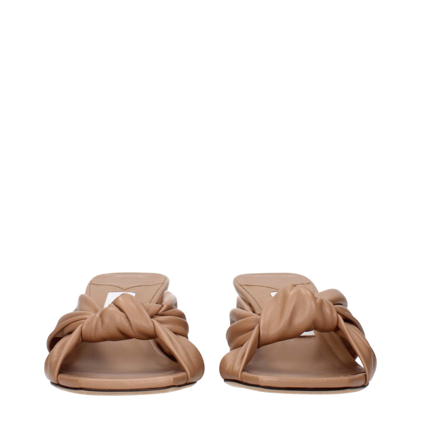 Sandales plates en cuir beige de Jimmy Choo