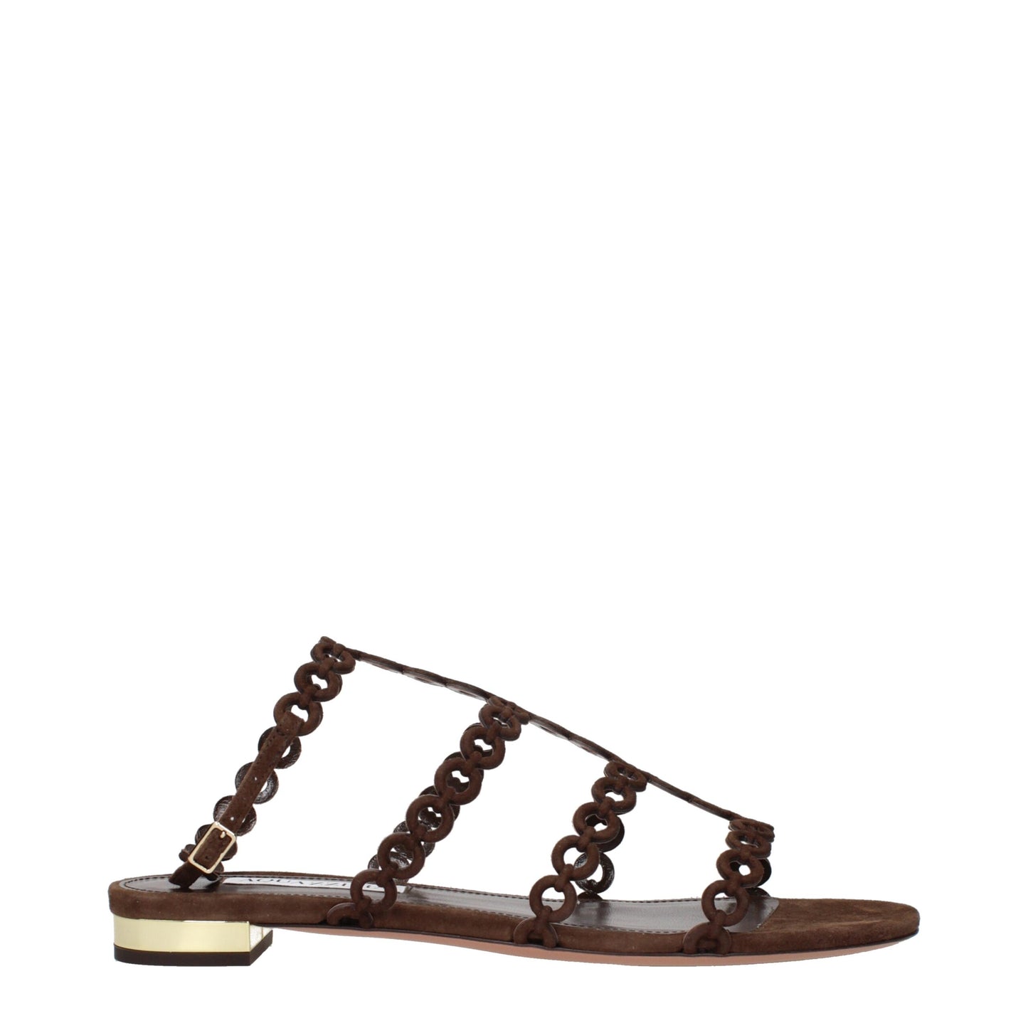 Sandales plates en cuir marron Aquazzura