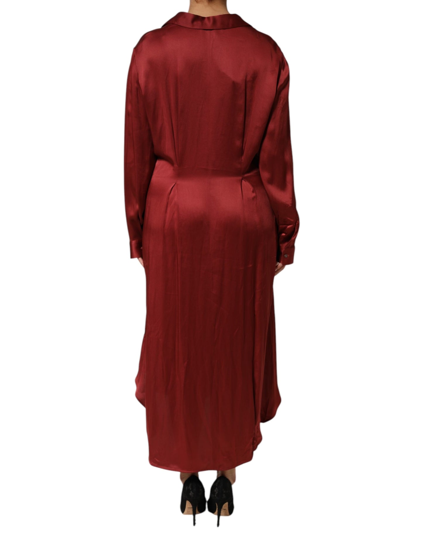Fabiana Filippi Robe longue en satin de viscose et d'acétate bordeaux