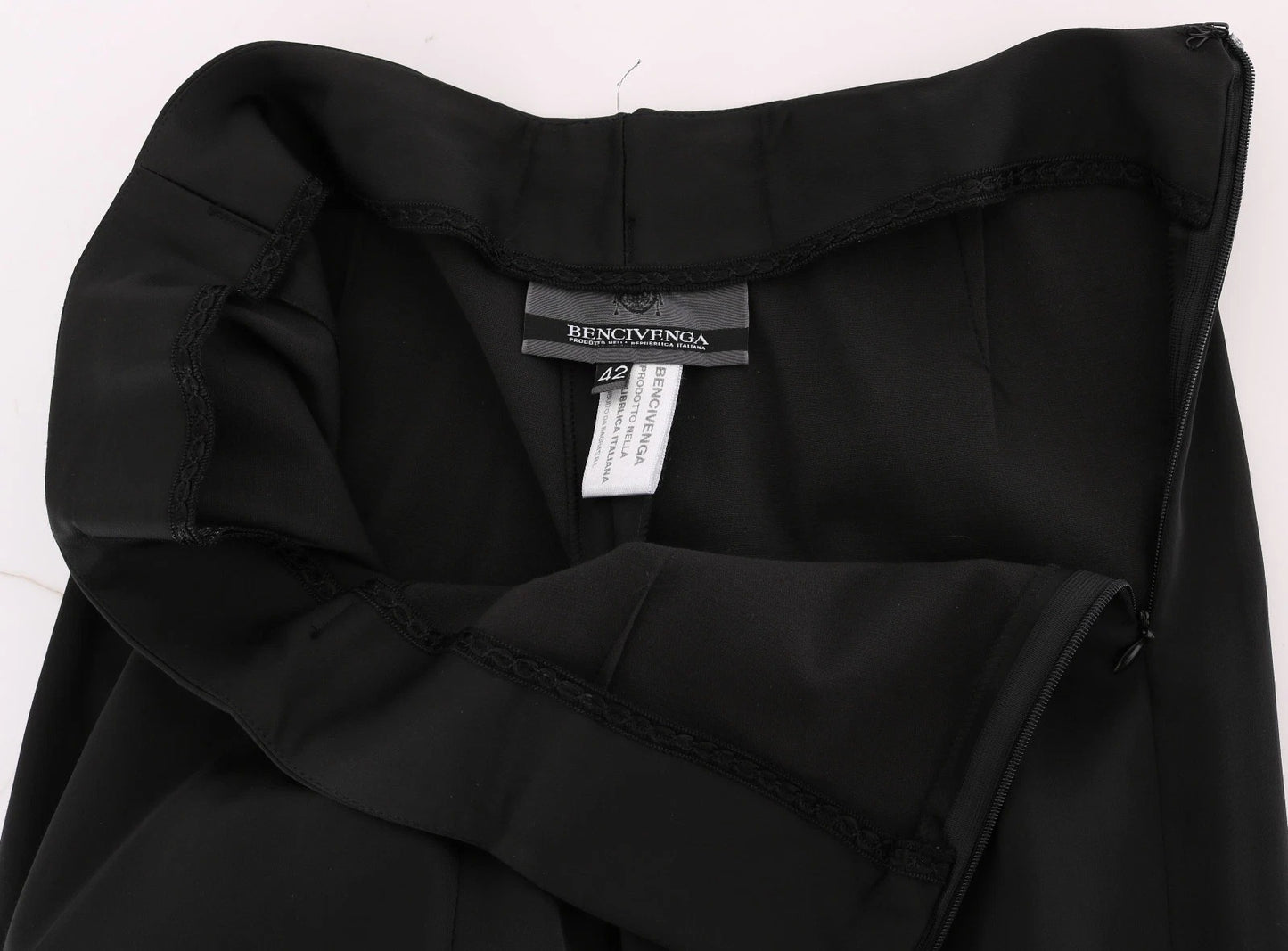 BENCIVENGA Pantalon tailleur noir extensible à coupe droite