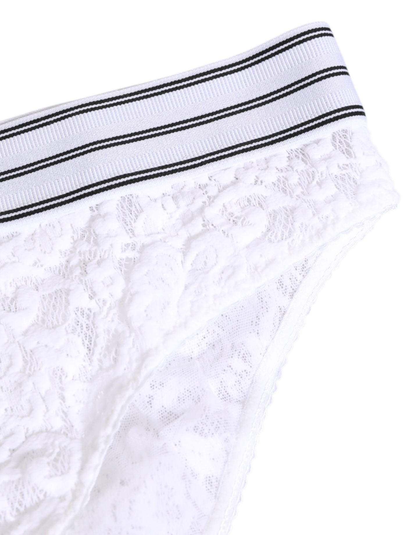 Dolce & Gabbana Witte Kanten Slip Brief Logo Tailleband Ondergoed