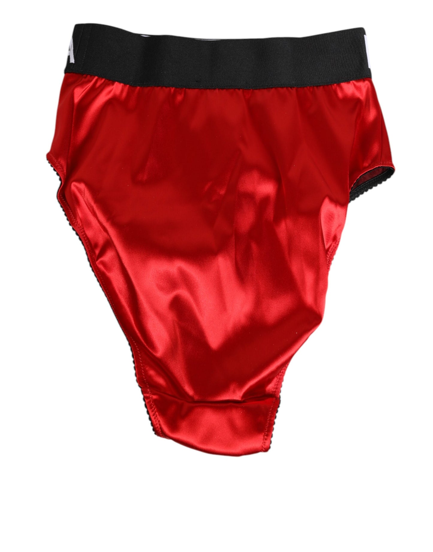 Culottes taille haute en satin rouge avec logo Dolce & Gabbana - Lingerie femme