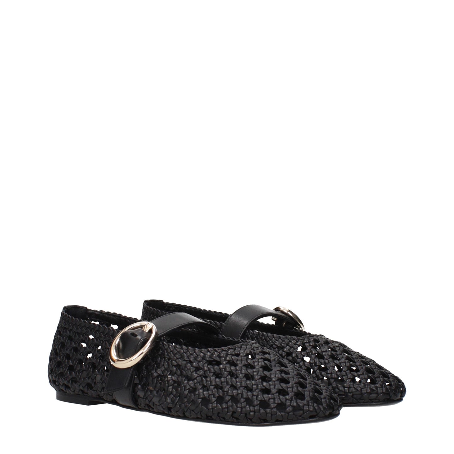 Zwarte leren balletpumps van Stuart Weitzman