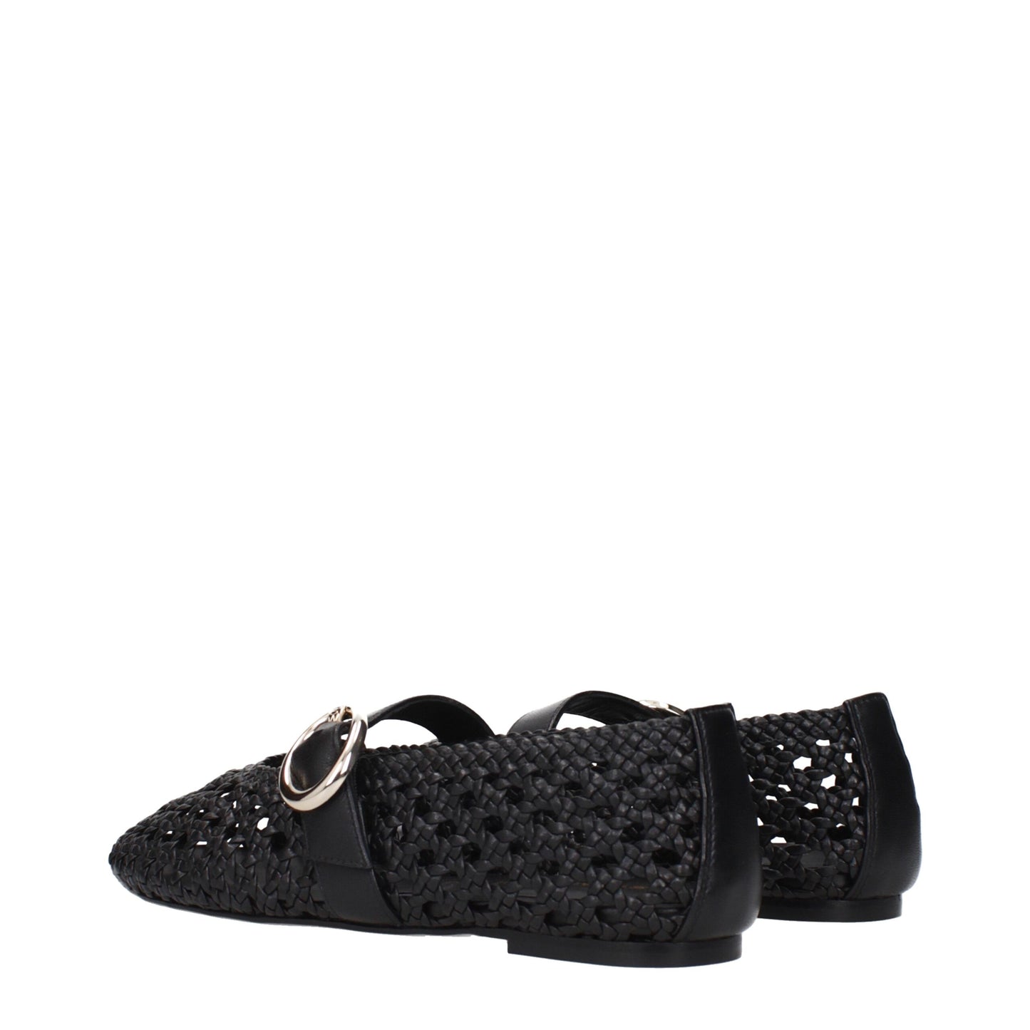 Zwarte leren balletpumps van Stuart Weitzman