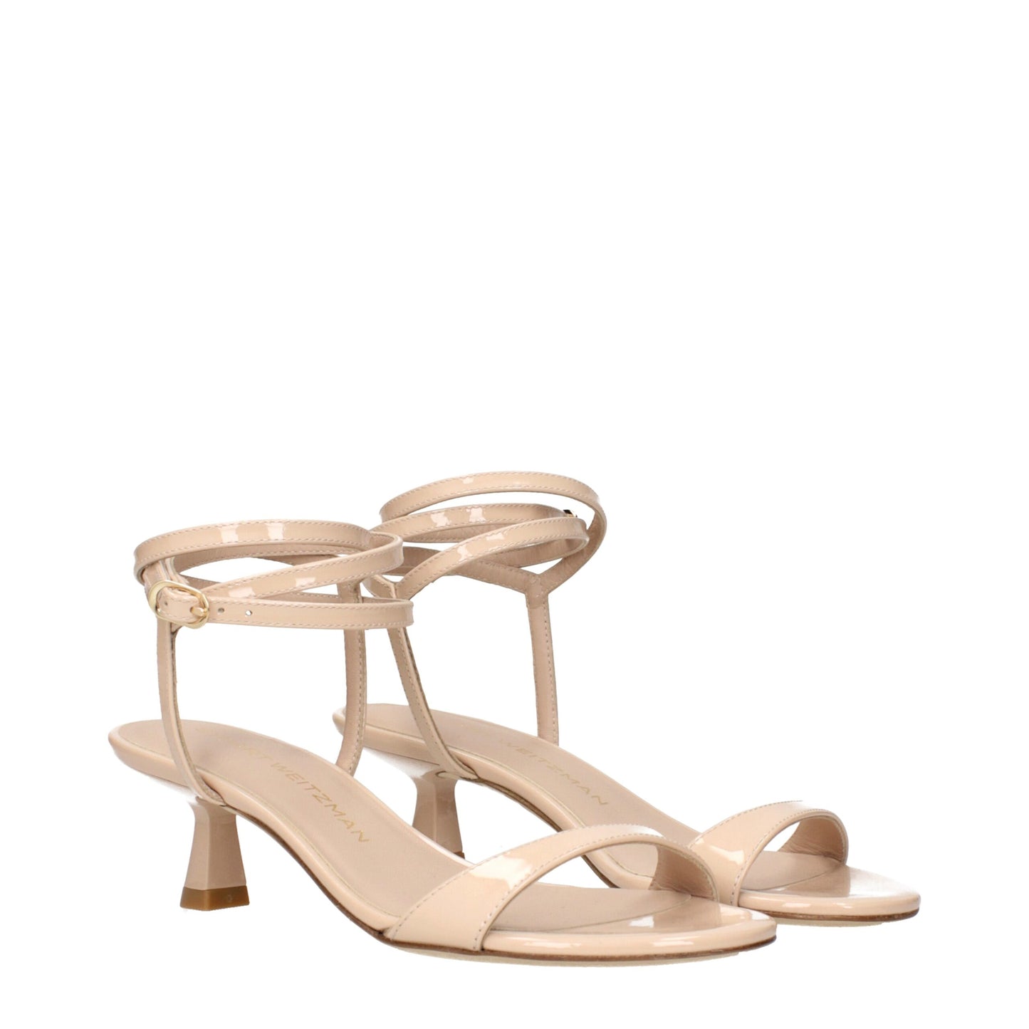 Stuart Weitzman beige leren stiletto hakken sandalen