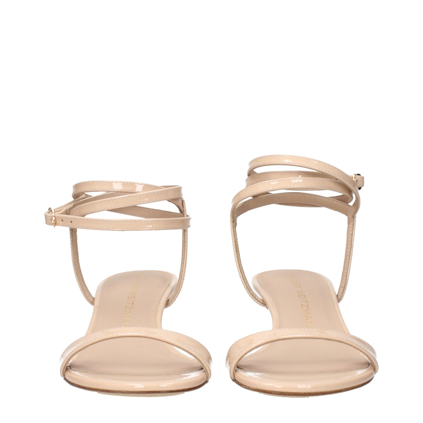 Stuart Weitzman beige leren stiletto hakken sandalen