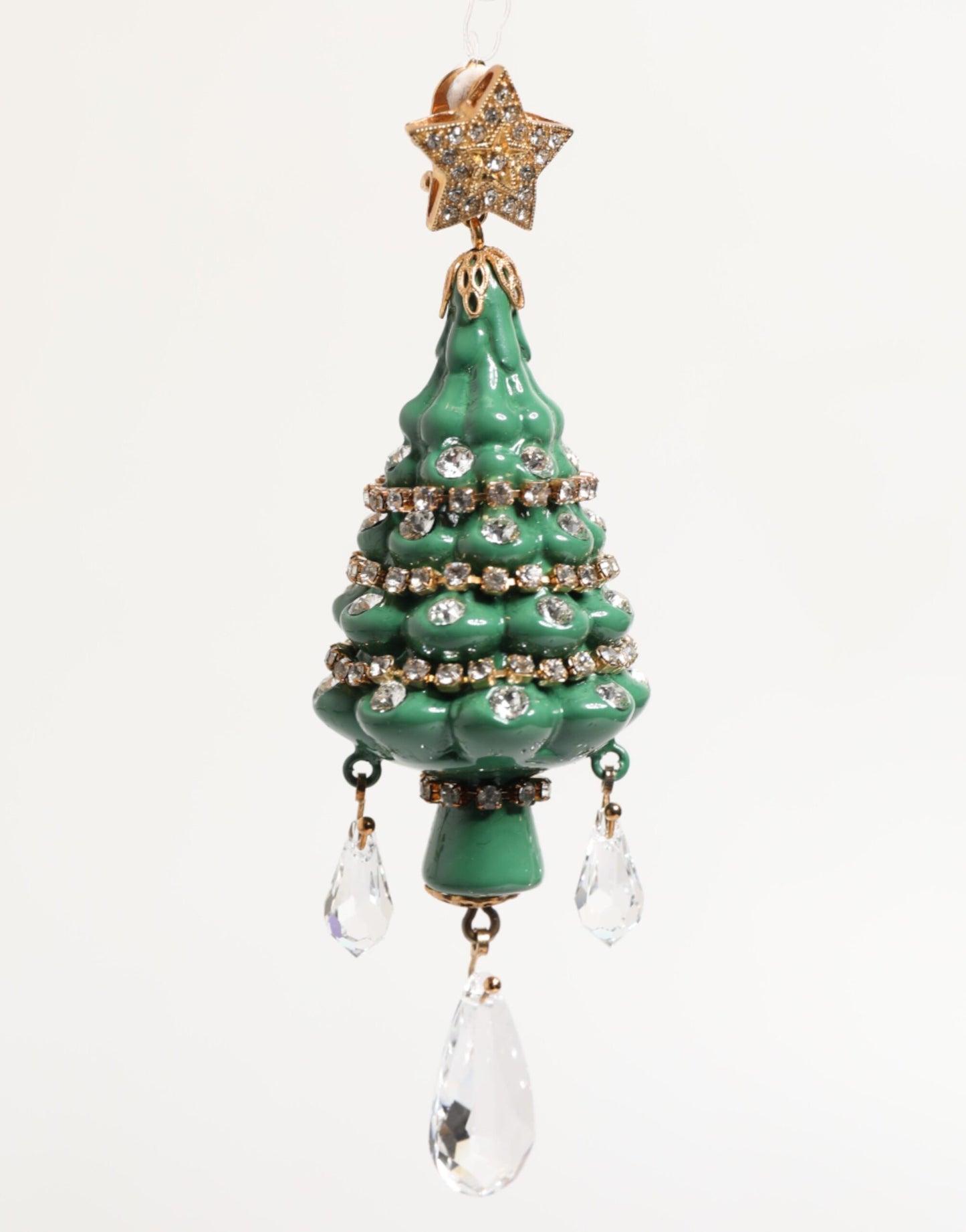 Boucles d'oreilles en forme de sapin de Noël multicolores en laiton doré de Dolce & Gabbana