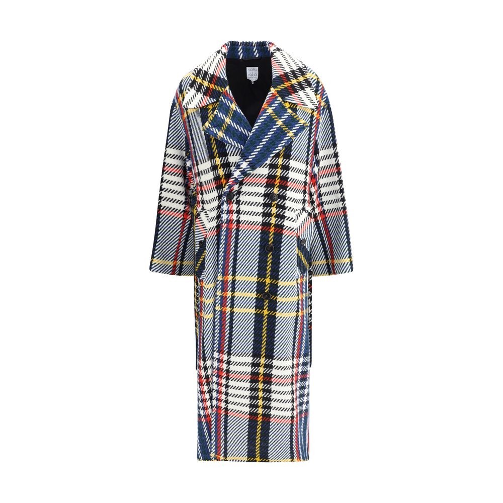 Manteau long à carreaux Sara Roka