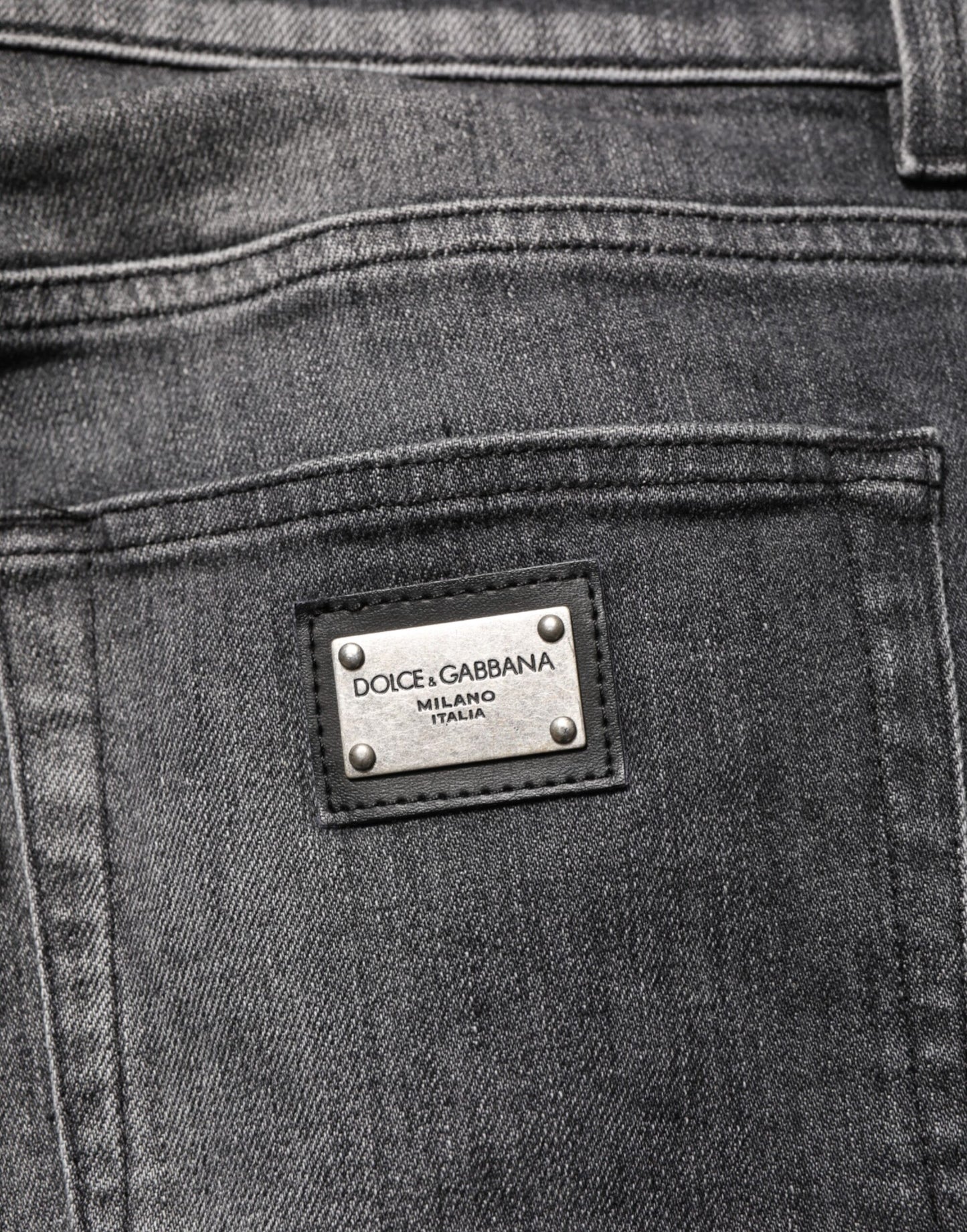Jeans en jean droit à coupe slim, gris noir, de Dolce & Gabbana.