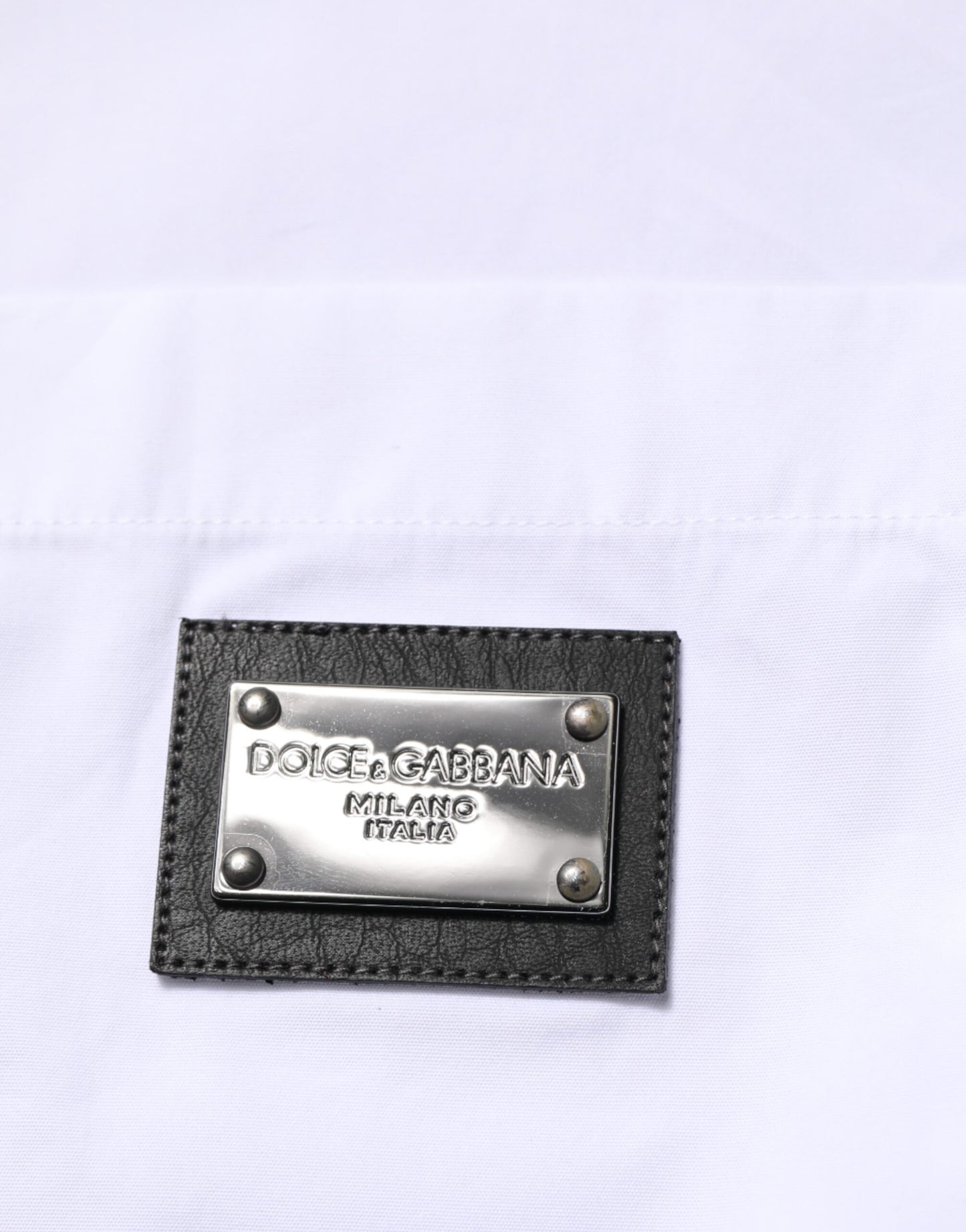 Chemise habillée blanche à col et logo Dolce & Gabbana