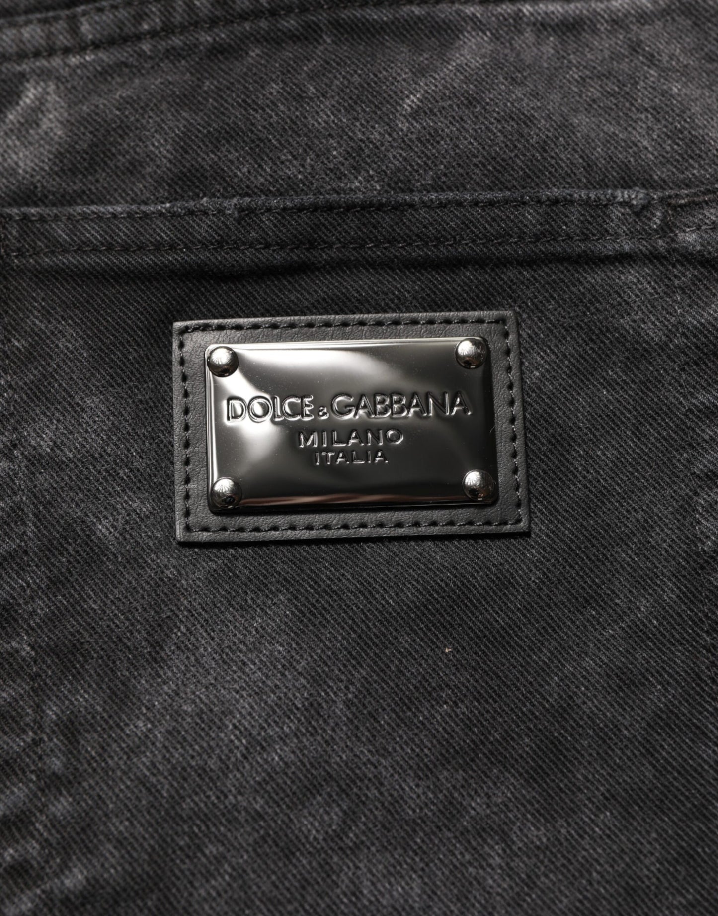Bermuda homme Dolce & Gabbana en denim noir 100 % coton, taille mi-haute