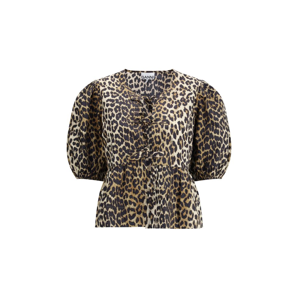 Chemise en coton à imprimé léopard de Ganni