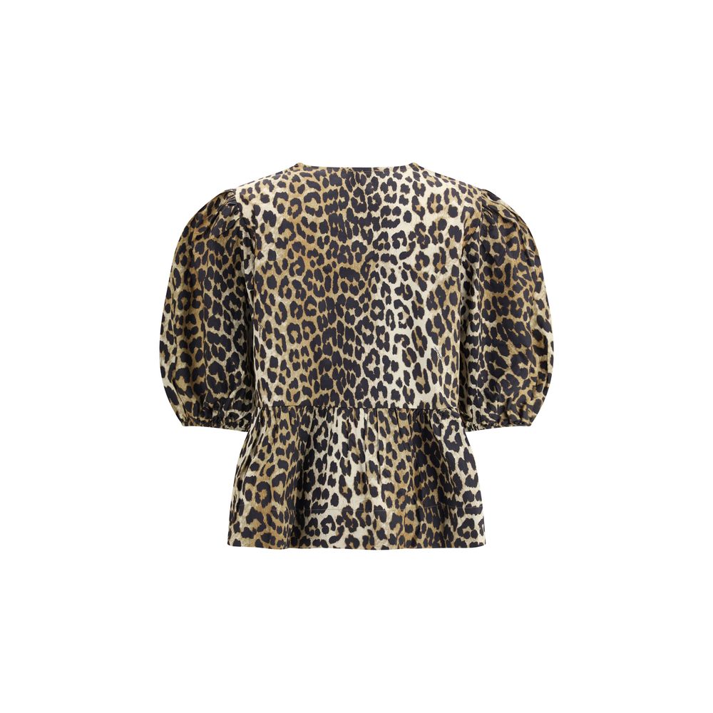 Chemise en coton à imprimé léopard de Ganni