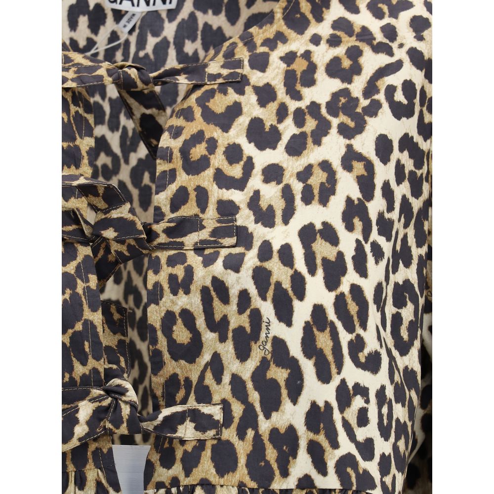 Chemise en coton à imprimé léopard de Ganni