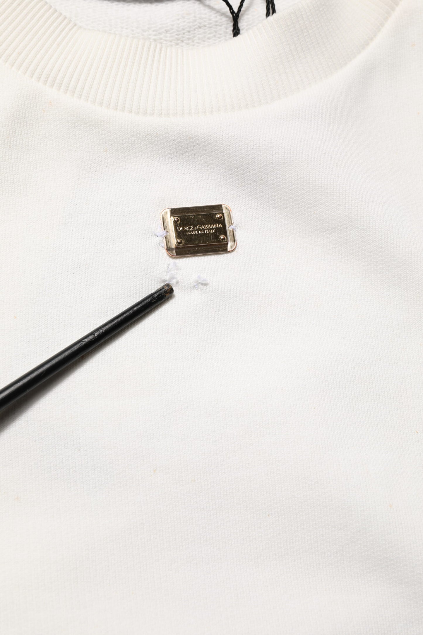 Sweat-shirt à col rond blanc avec logo DG de Dolce & Gabbana