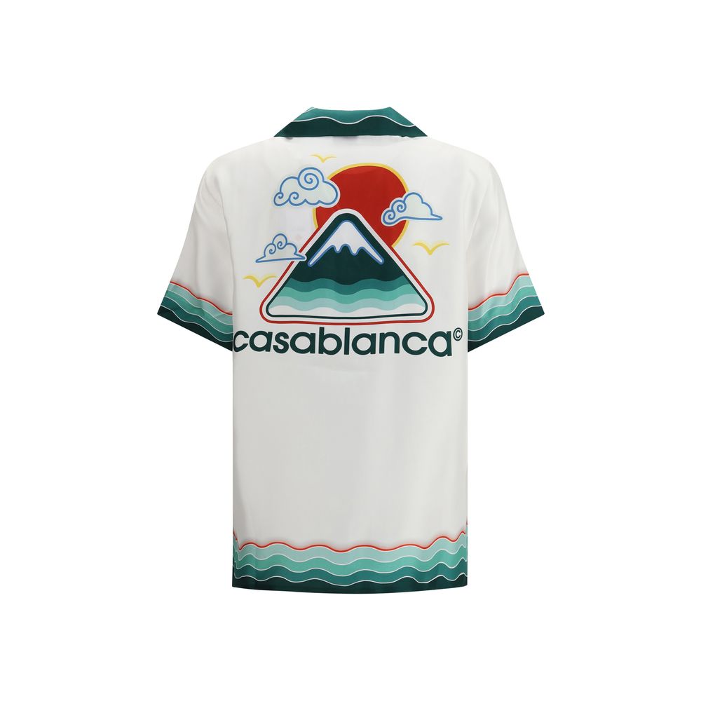 Chemise en soie Casablanca à col cubain et manches courtes
