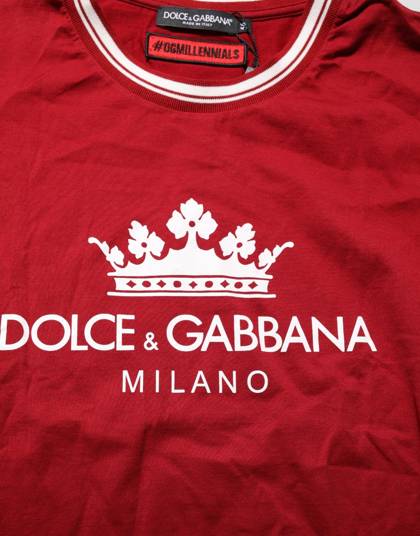 T-shirt à manches courtes en coton avec logo couronne marron de Dolce & Gabbana
