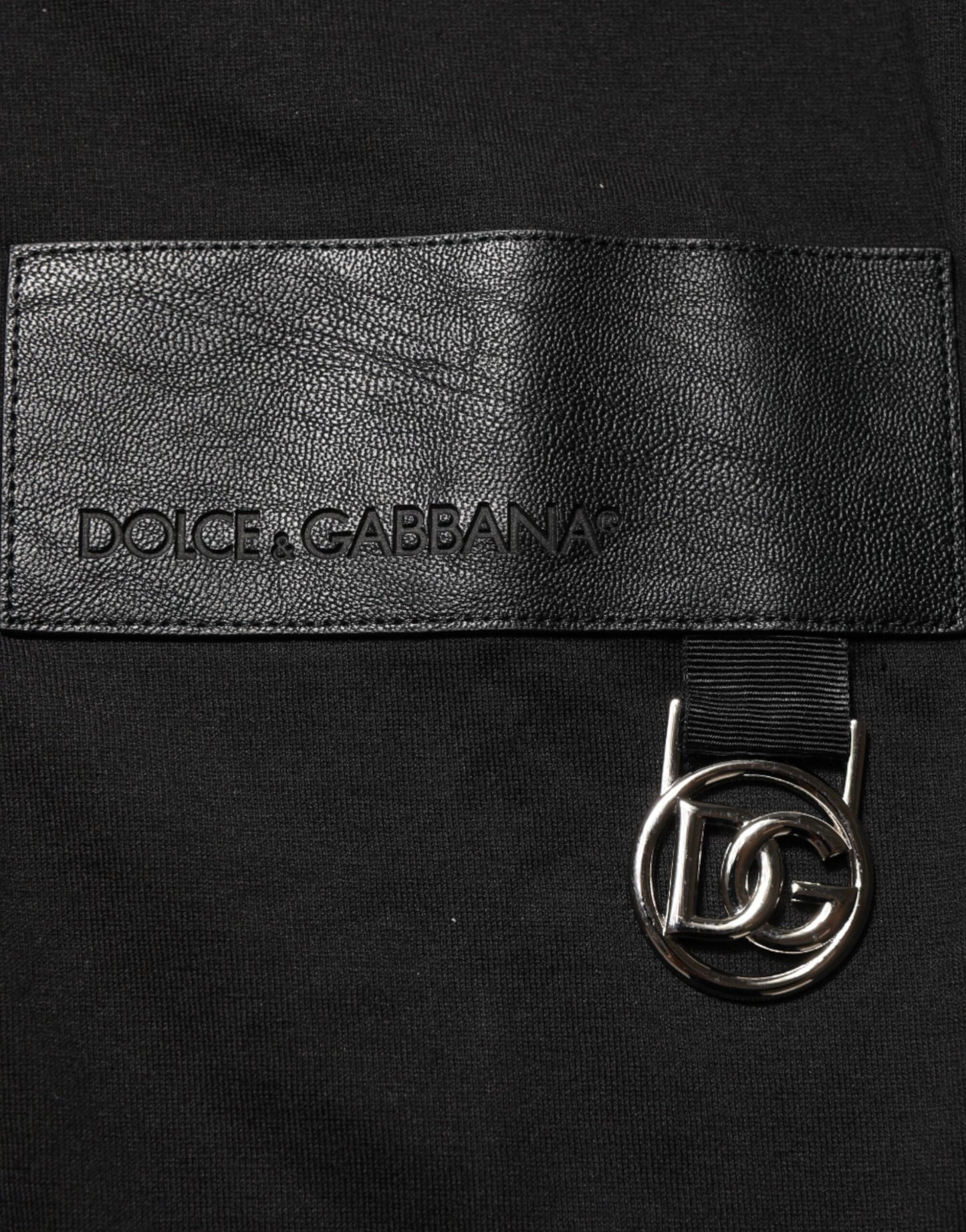 T-shirt en coton à col rond avec plaque logo noire de Dolce & Gabbana