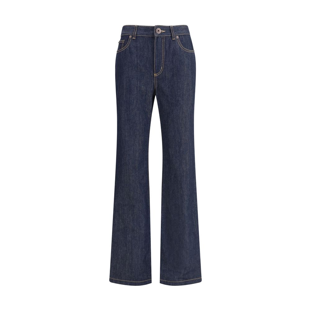 Les jeans en jean Alexander McQueen ont une coupe droite.