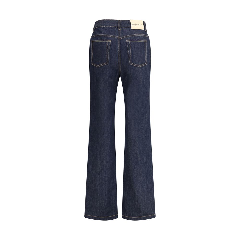 Les jeans en jean Alexander McQueen ont une coupe droite.