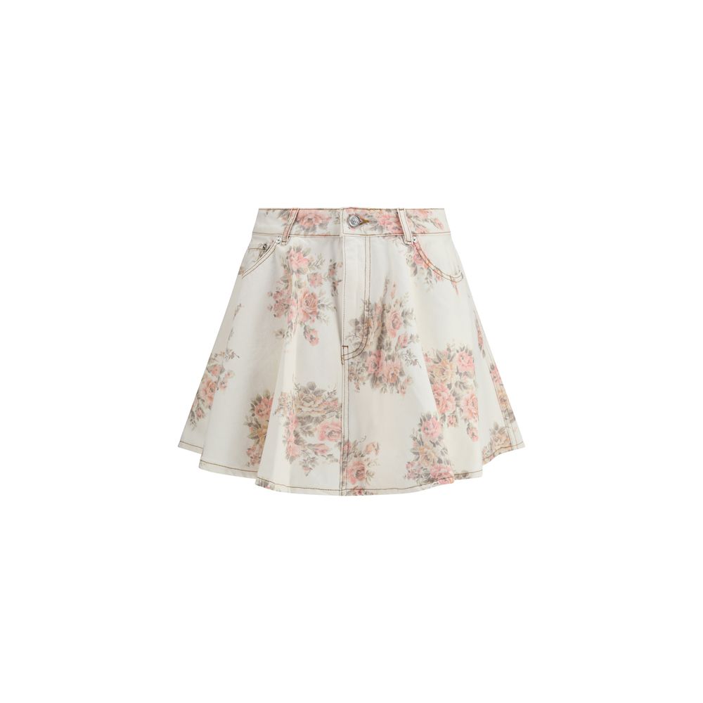 Jupe mini en jean à imprimé floral de Ganni