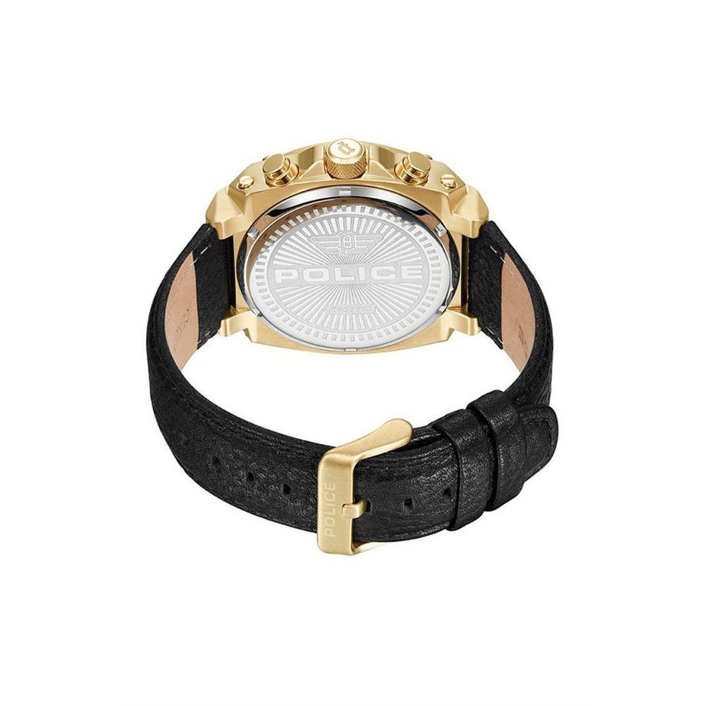 Politie zwart leren horloge