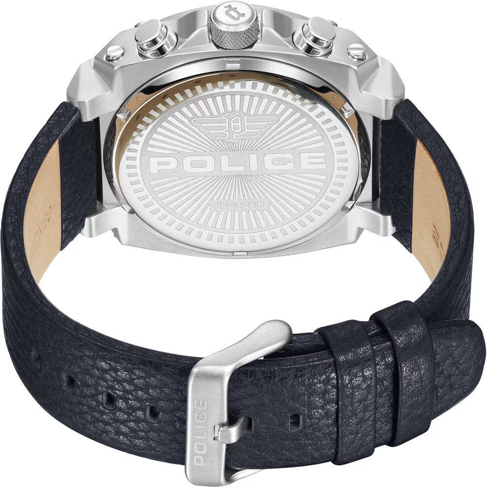 Politieblauw leren horloge