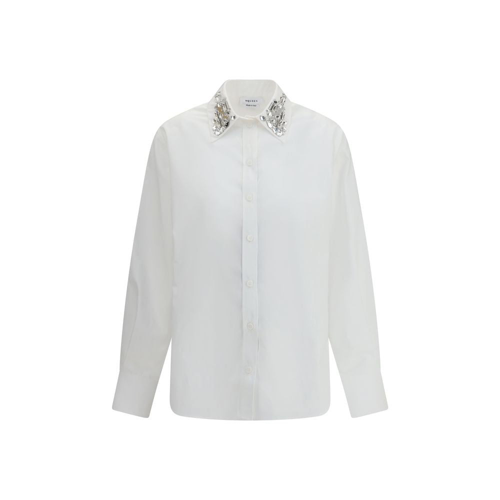 Chemise à manches longues avec col décoré d'Alexander McQueen