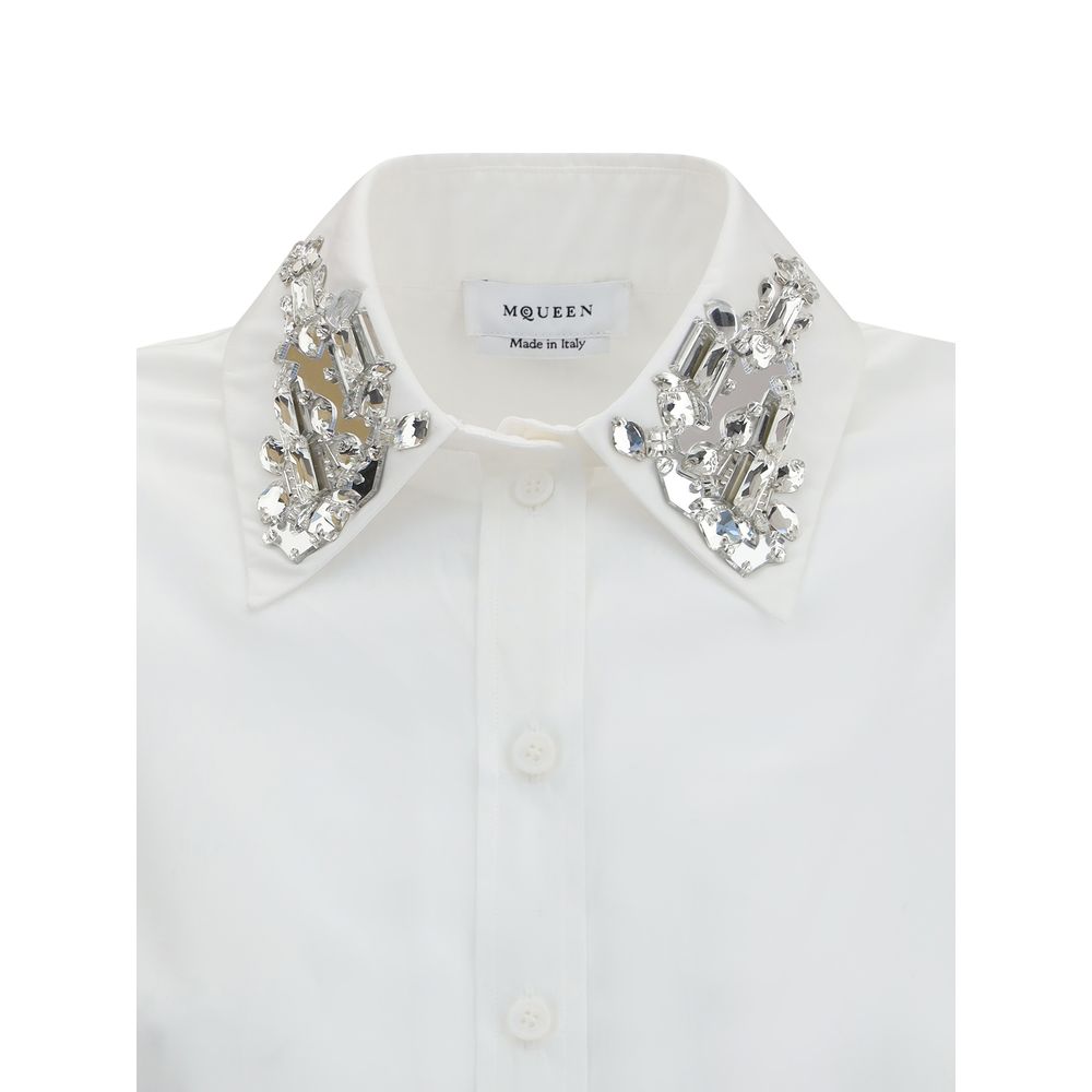 Chemise à manches longues avec col décoré d'Alexander McQueen