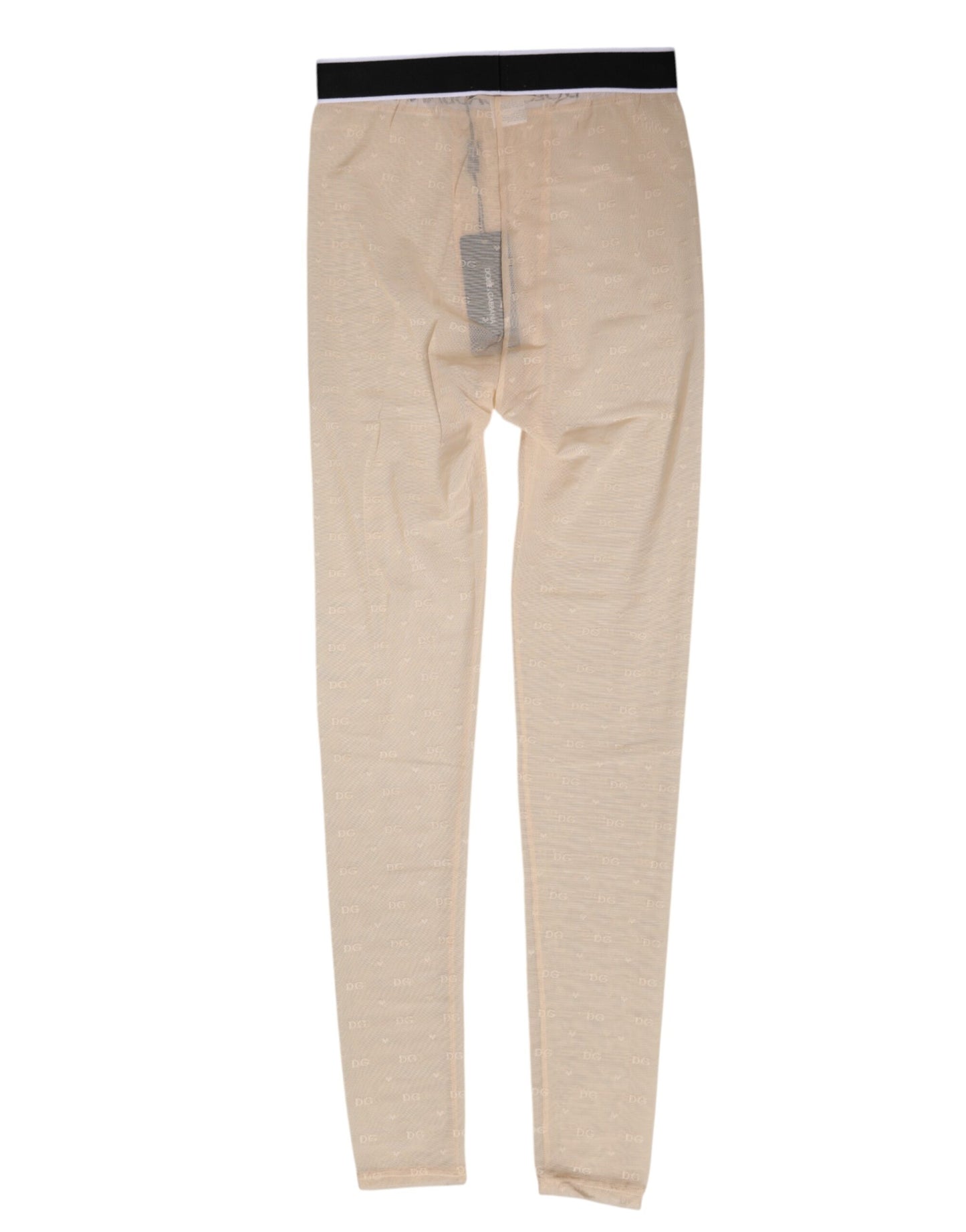Leggings en nylon beige à logo et dentelle Dolce & Gabbana - Sous-vêtements