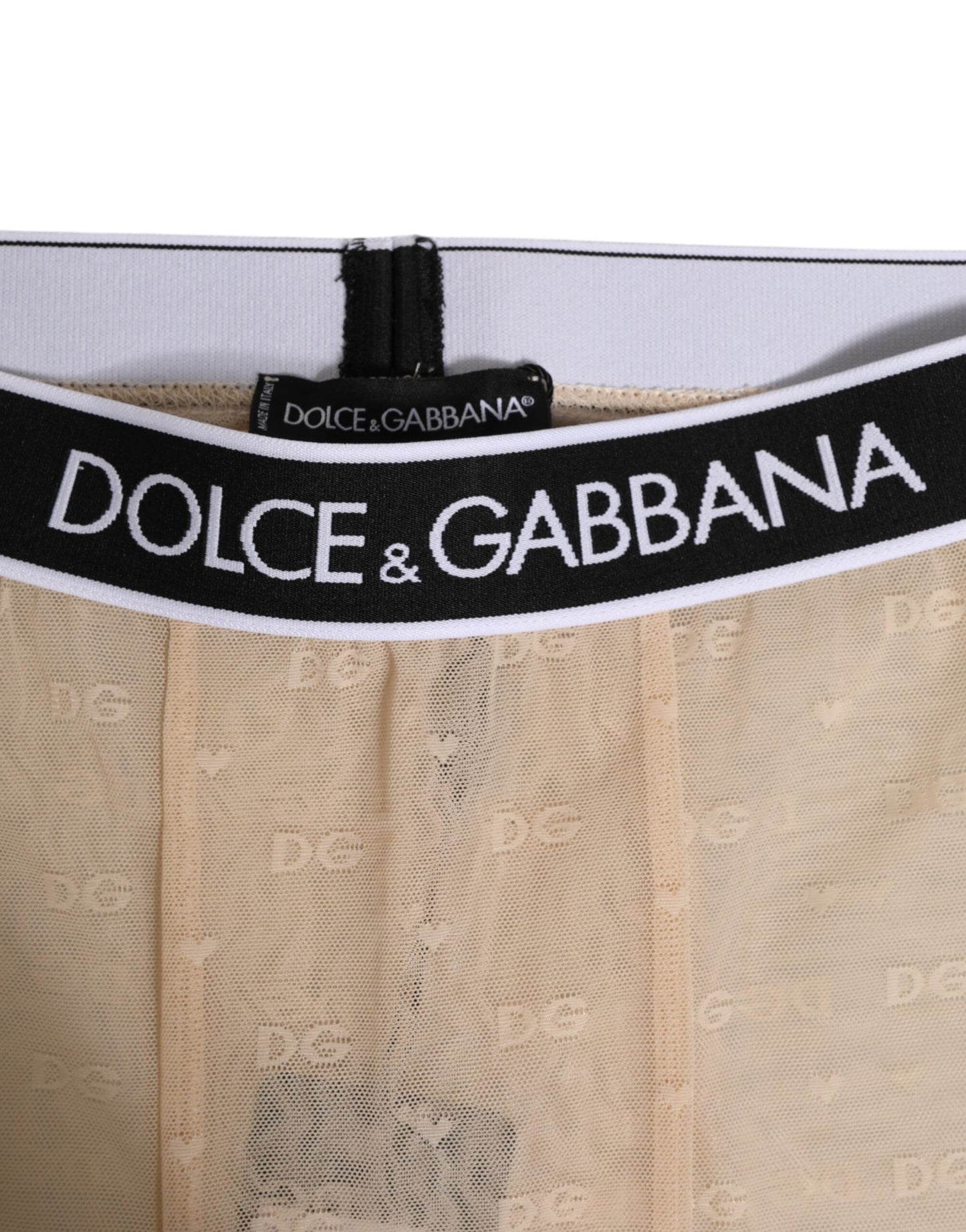 Leggings en nylon beige à logo et dentelle Dolce & Gabbana - Sous-vêtements