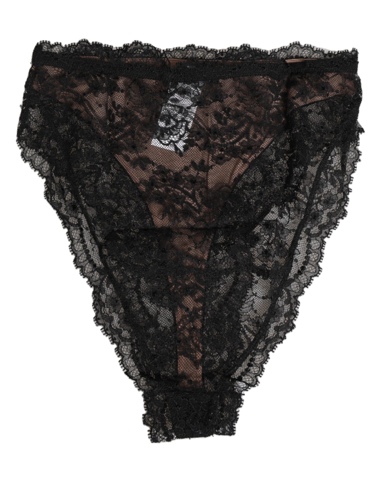 Culotte haute en dentelle et tulle noir à motifs floraux Dolce & Gabbana