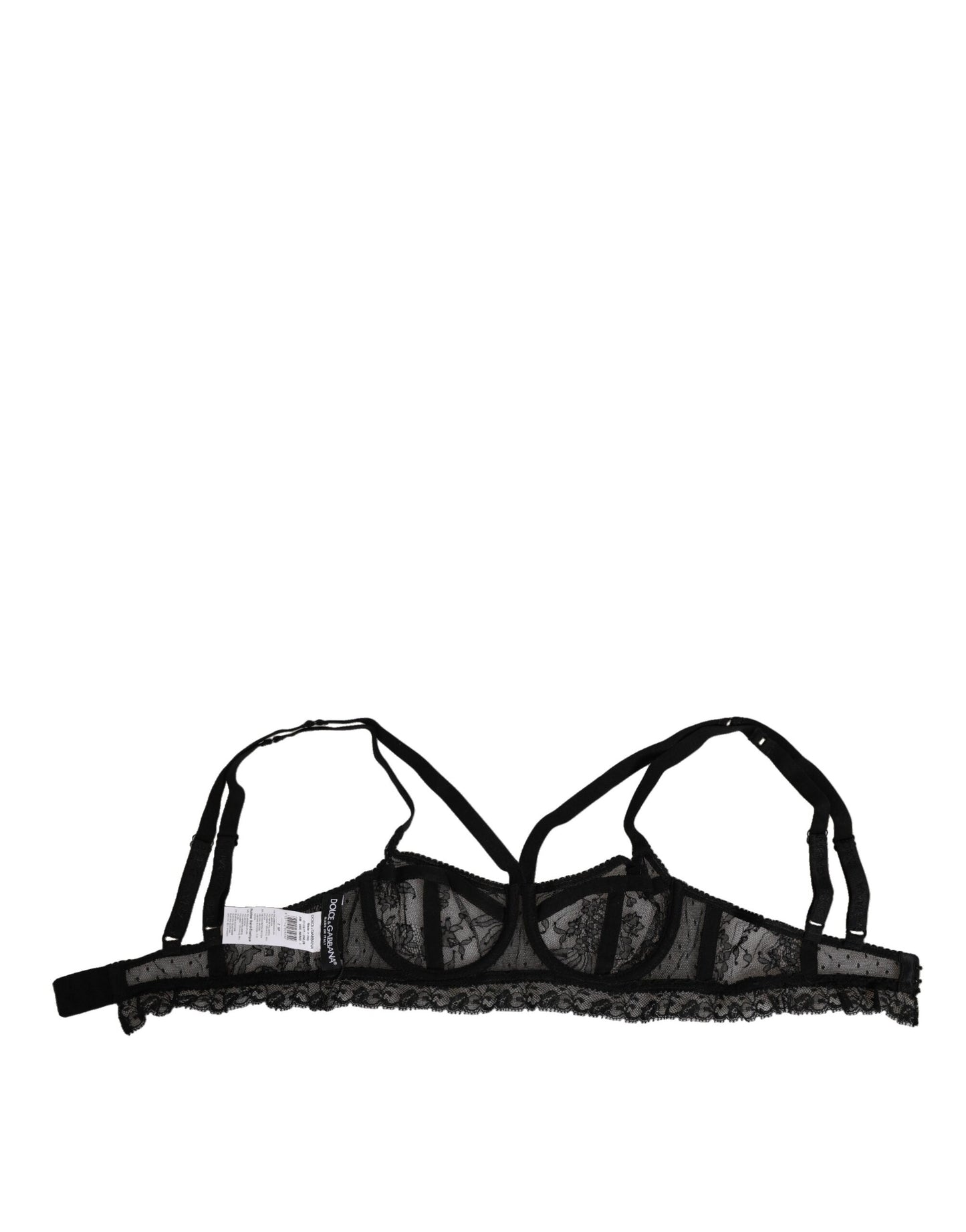 Soutien-gorge balconnet en dentelle de nylon noir à motifs floraux Dolce & Gabbana