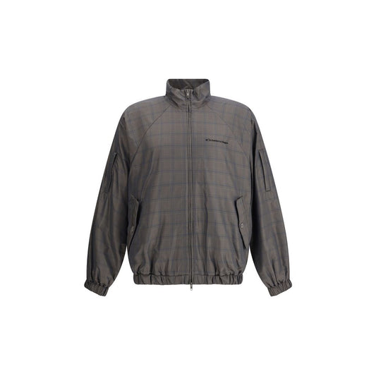 Balenciaga jas met rits en bruin-blauw gekeerd motief