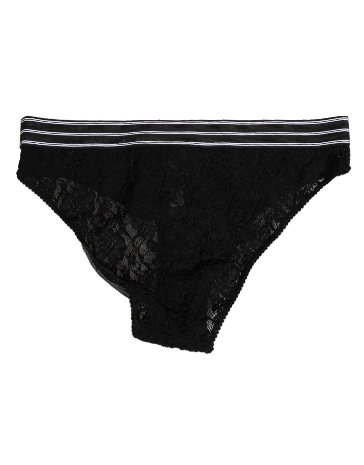 Dolce & Gabbana Black Lace Nylon High Waist Panty Underwear