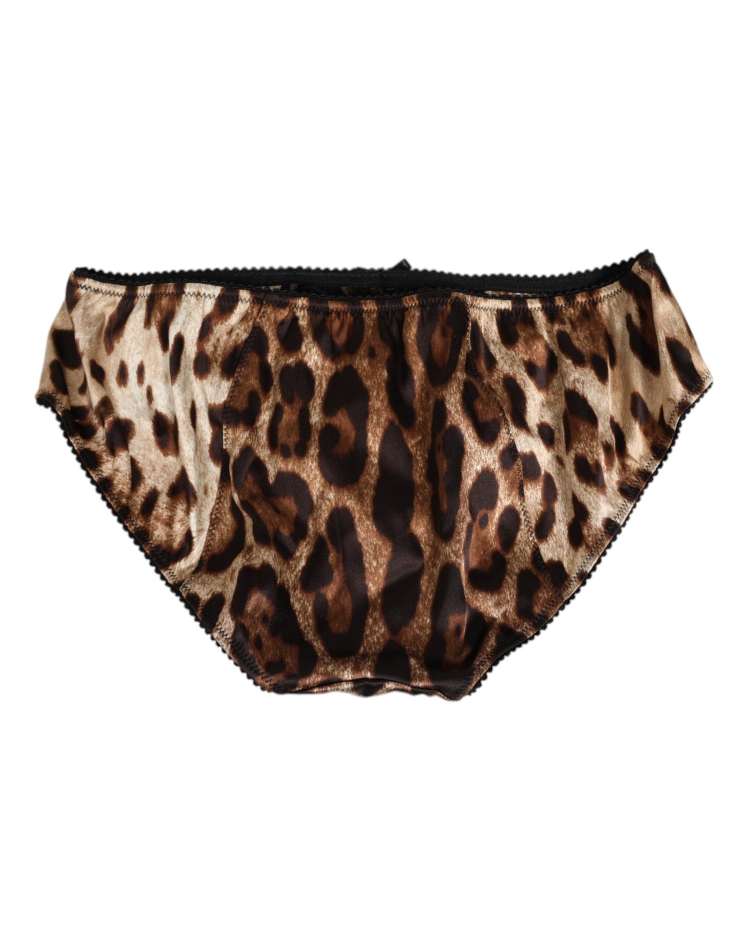 Dolce & Gabbana Mid Waist Panty van satijnen stof met bruine luipaardprint