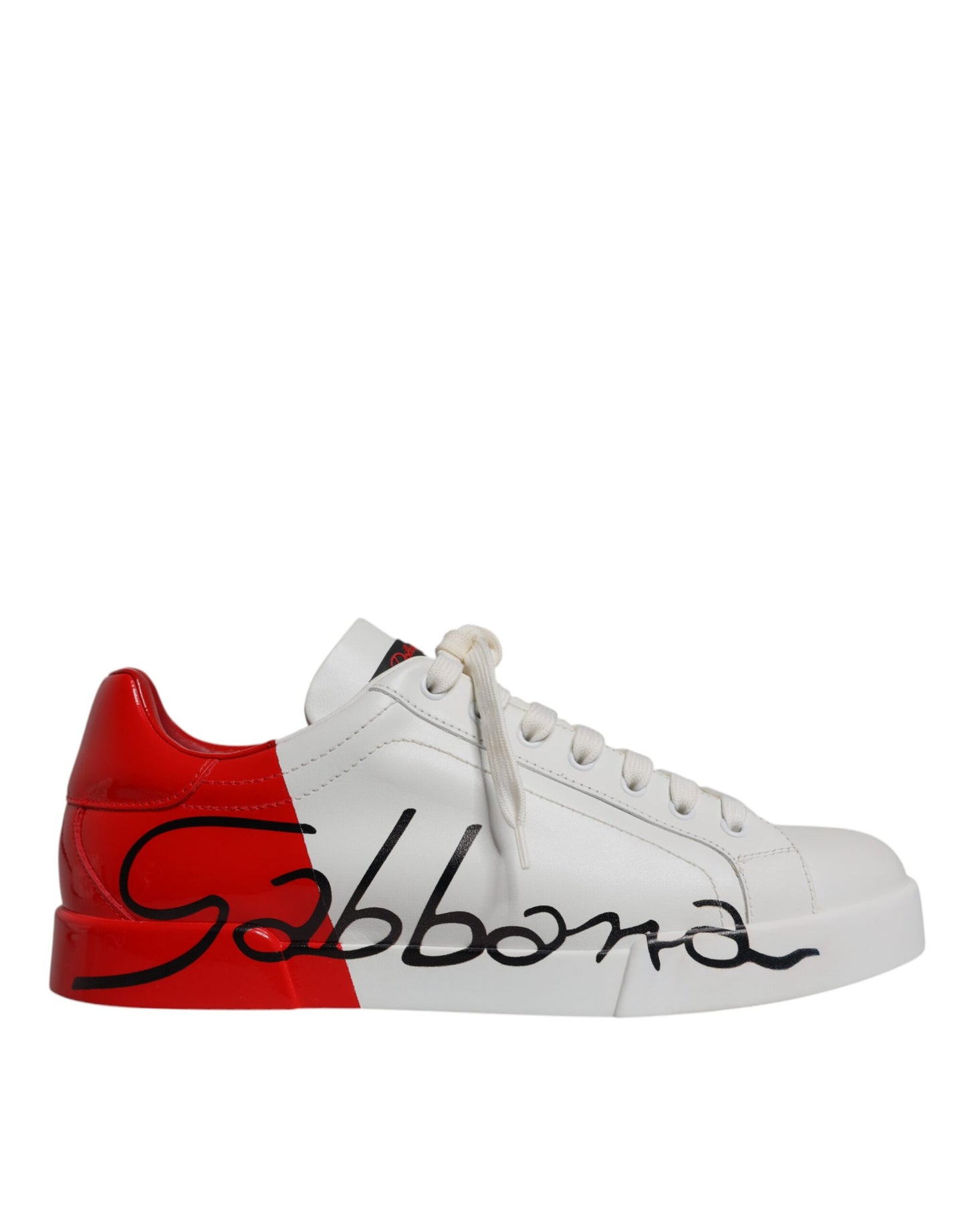 Dolce & Gabbana White Red Portofino Low Top Men Sneakers Shoes