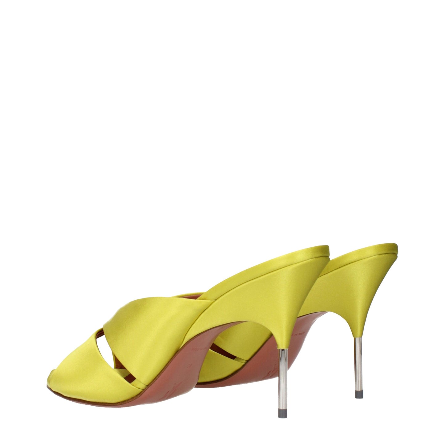 Sandales à talons aiguilles en satin vert d'Amina Muaddi
