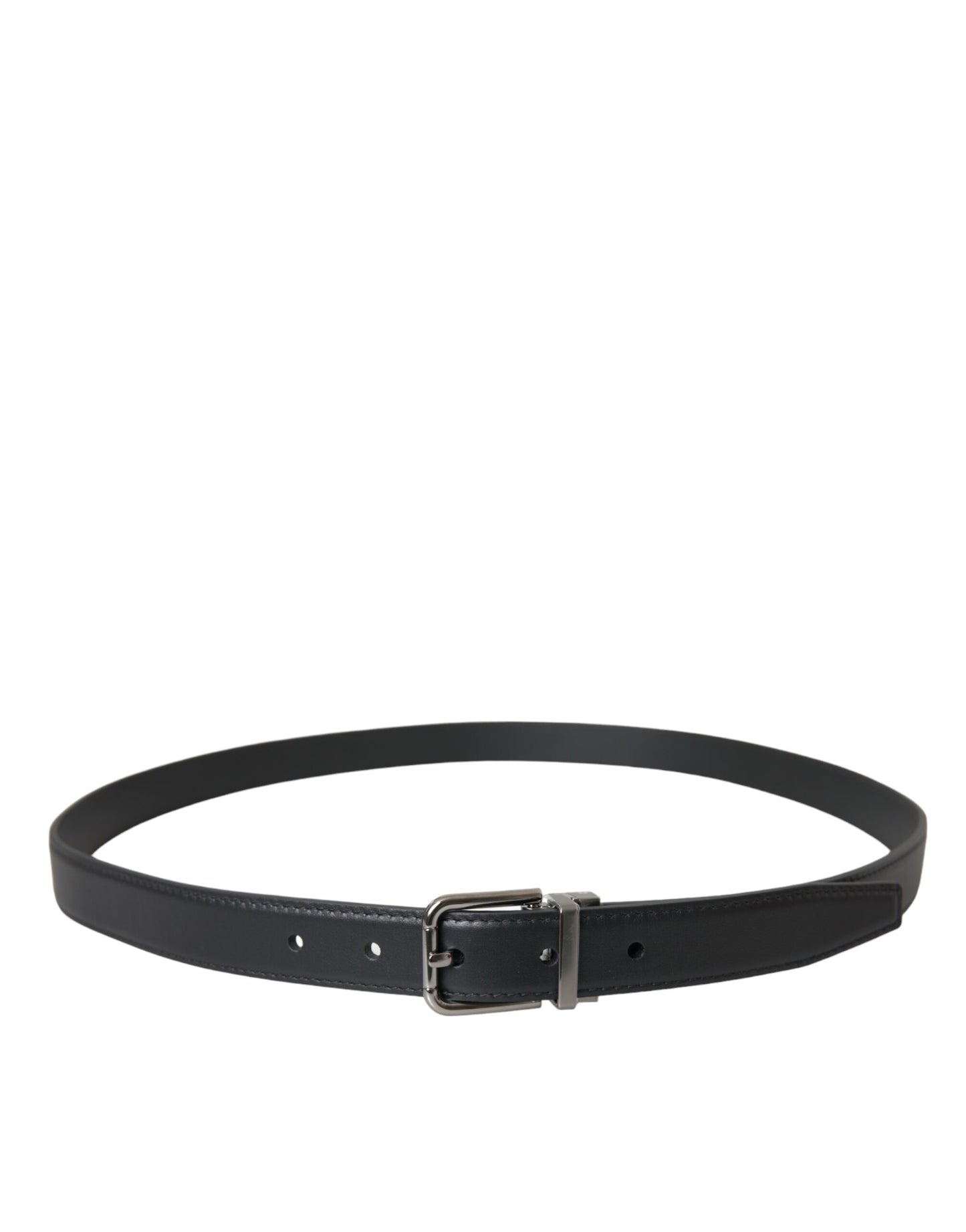 Ceinture Dolce & Gabbana en cuir noir avec boucle en métal argenté pour homme
