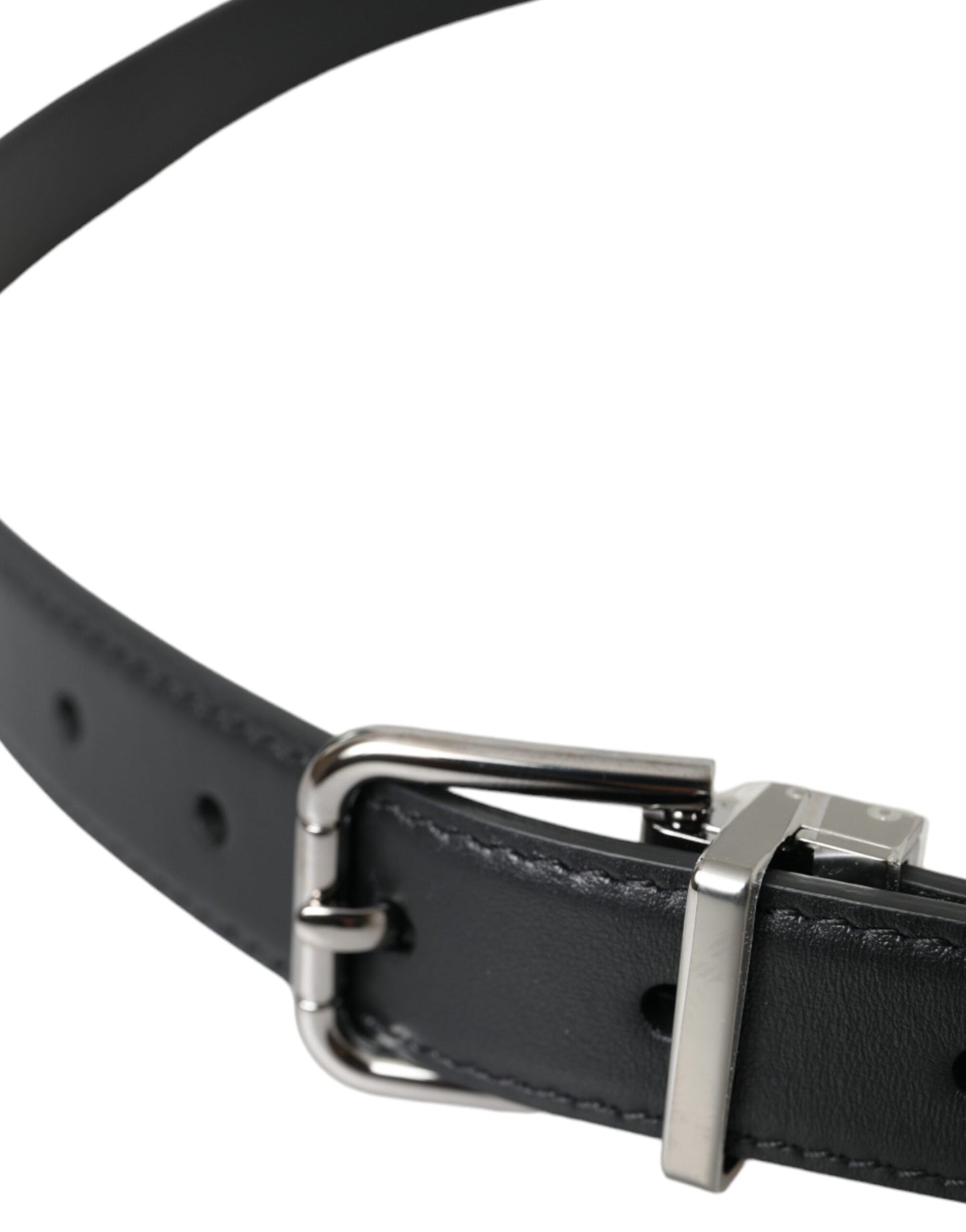 Ceinture Dolce & Gabbana en cuir noir avec boucle en métal argenté pour homme