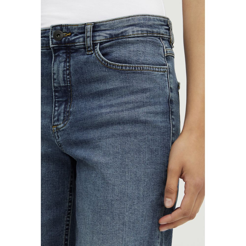 ICHI Blue Cotton Mom Jean