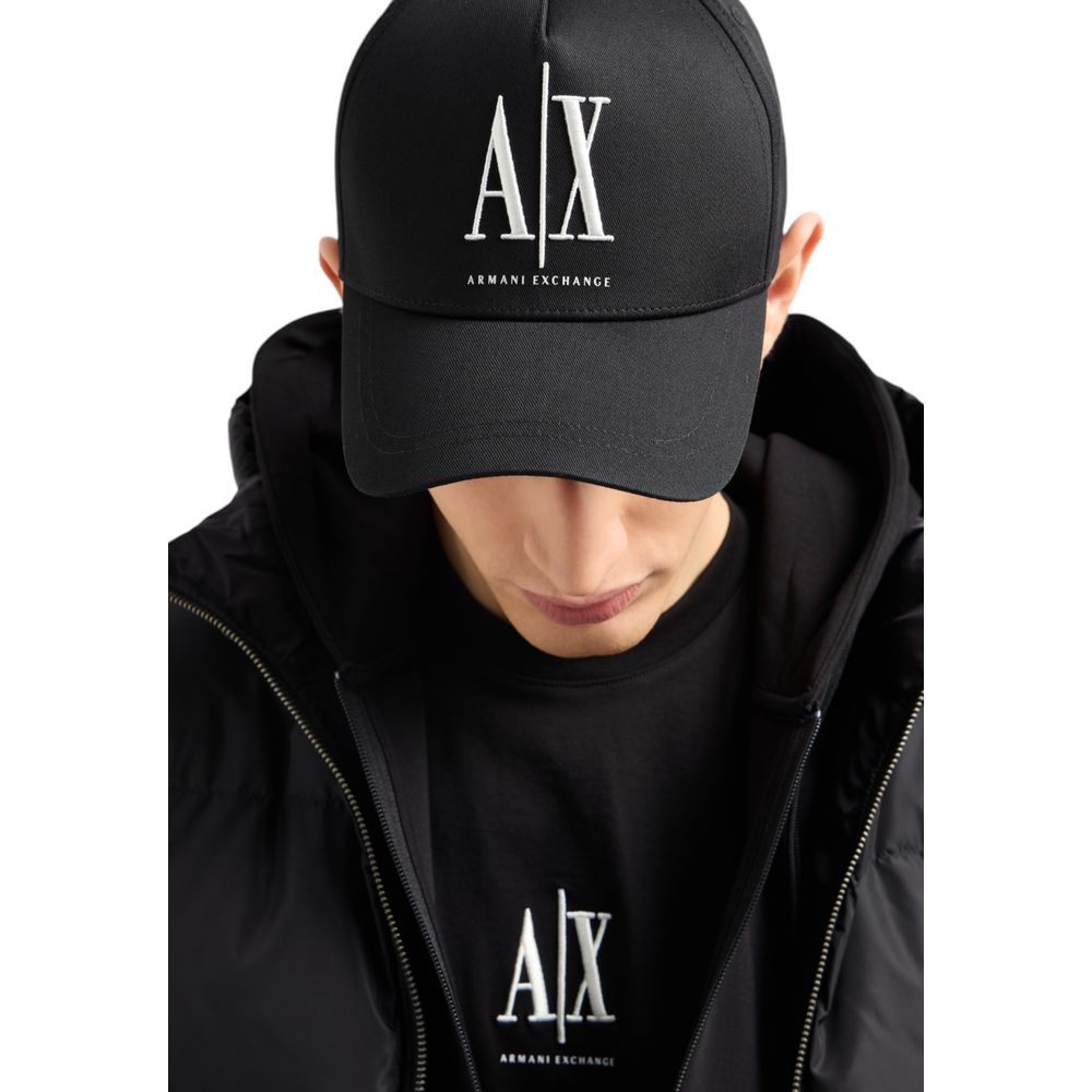 Armani Exchange Zwarte Katoenen Petten Baseballpet