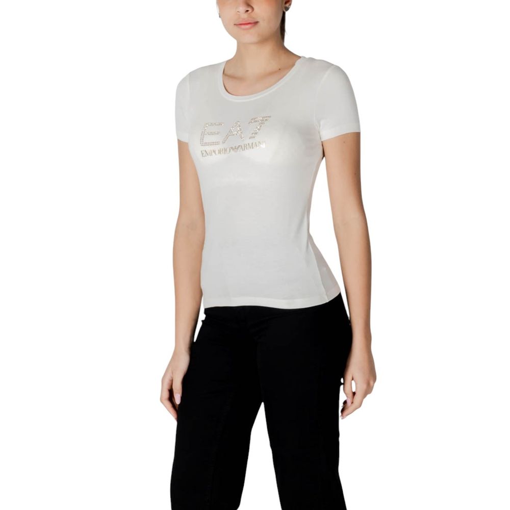 T-shirt en modal crème EA7 Emporio Armani