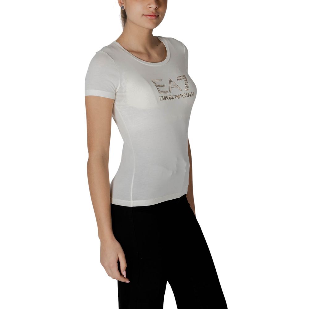 T-shirt en modal crème EA7 Emporio Armani