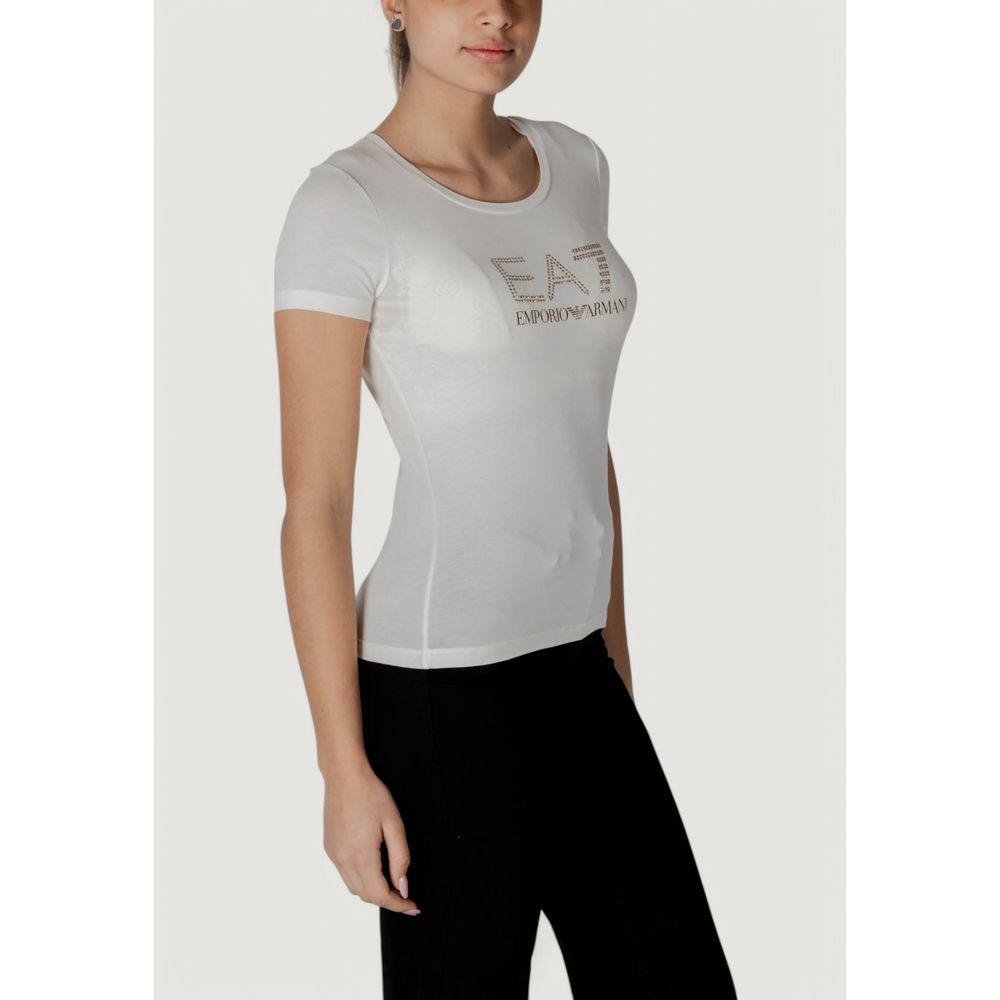 T-shirt en modal crème EA7 Emporio Armani