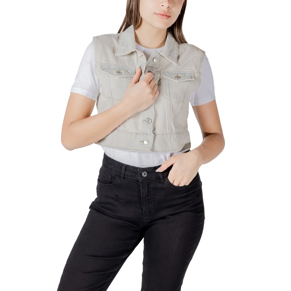 Veste sans manches en coton bleu clair uniquement