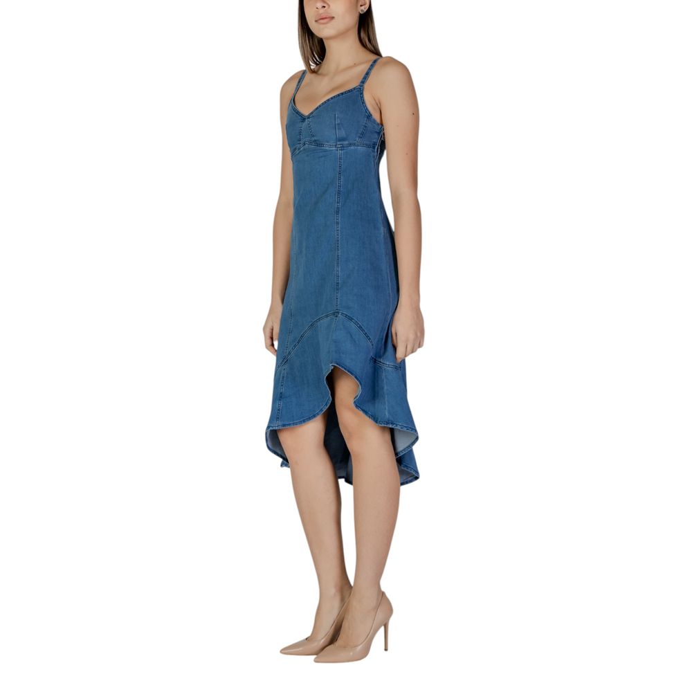Desigual Blauwe Katoenen Lange Jurk
