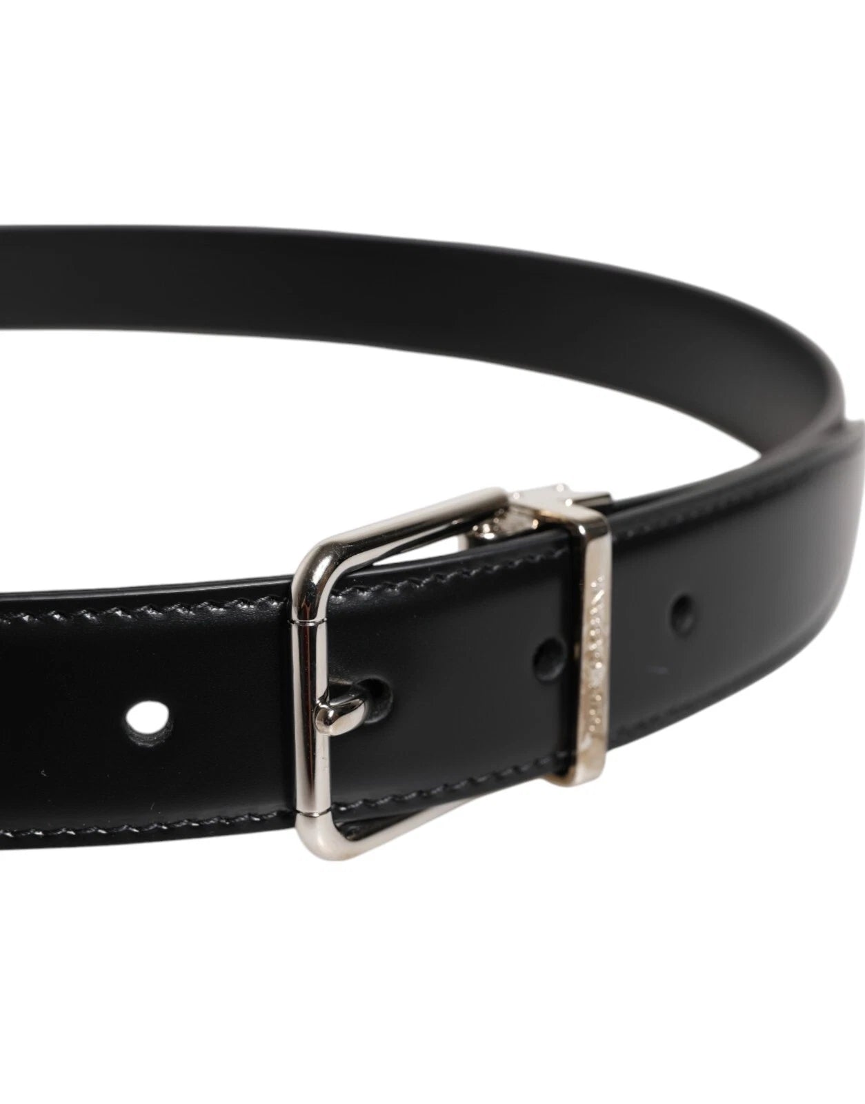 Dolce & Gabbana Zwarte Kalfsleren Zilveren Metalen Gesp Riem