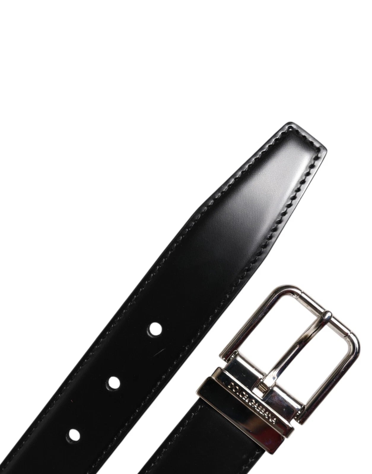 Dolce & Gabbana Zwarte Kalfsleren Zilveren Metalen Gesp Riem