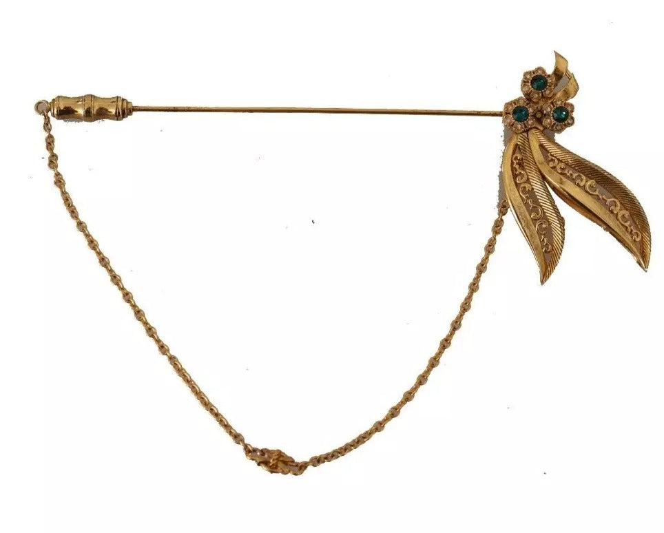 Dolce & Gabbana Broche van 925 sterling zilver met gouden details en kristallen ketting.